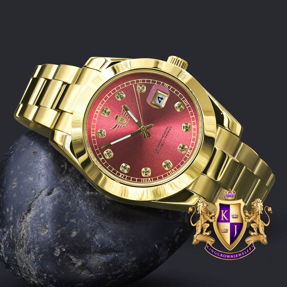Gold watches clearance with red face