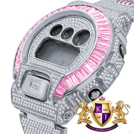Baguette Baby Soft Pink White Gold Casio G Shock Authentic DW 6900 Custom Mens Watch Etsy UK