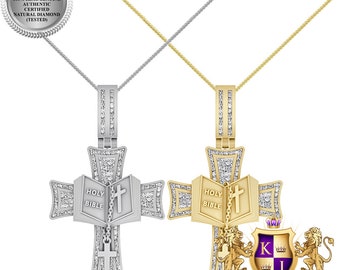 Echte authentieke natuurlijke diamant 0,75 Cwt 23+ gram Jezus Christus Rozenkrans Kruis Open Bijbelboek 14K Gouden Afwerking Hanger Charm Chain