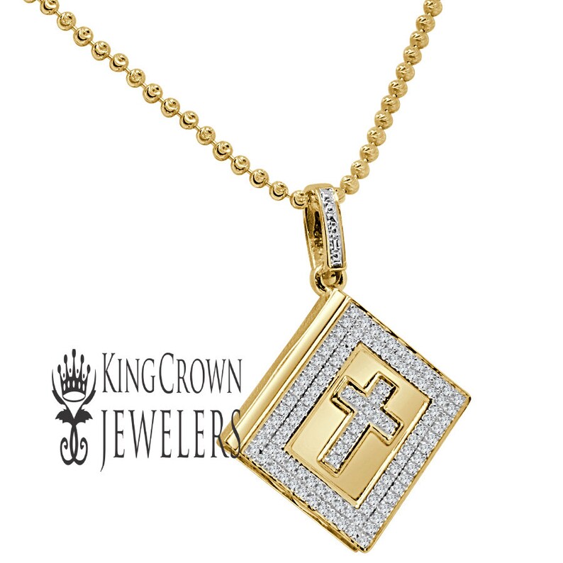 Real Diamond Mini Holy Bible Book 10K Yellow Gold Finish Etsy
