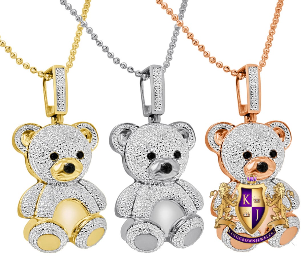 Diamond teddy bear pendant clearance