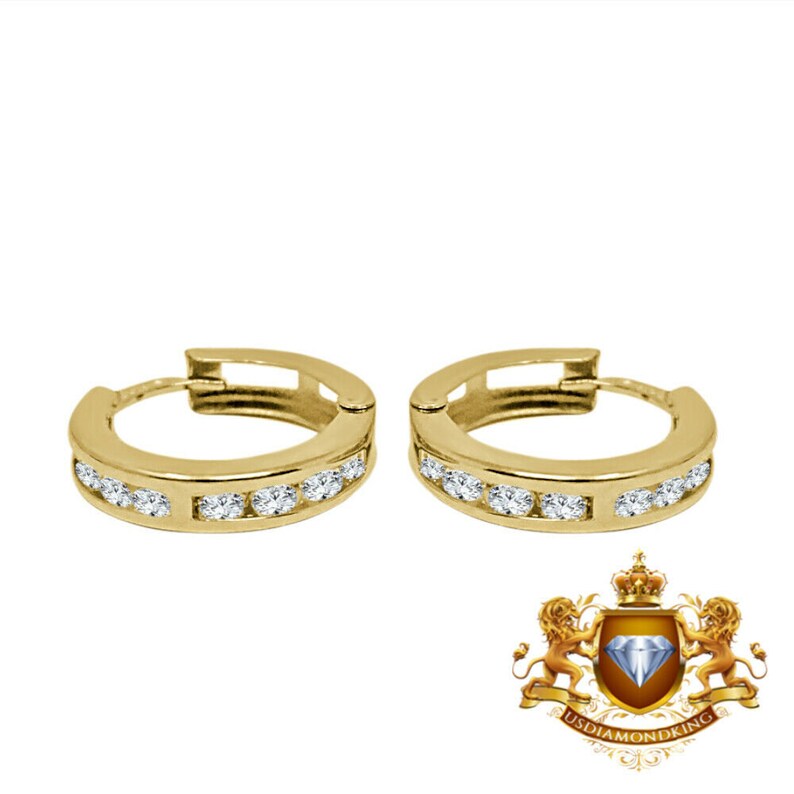 Ladies Girls 10k Real Authentic Yellow Gold Round Cz Huggies Earrings Loops Hoops