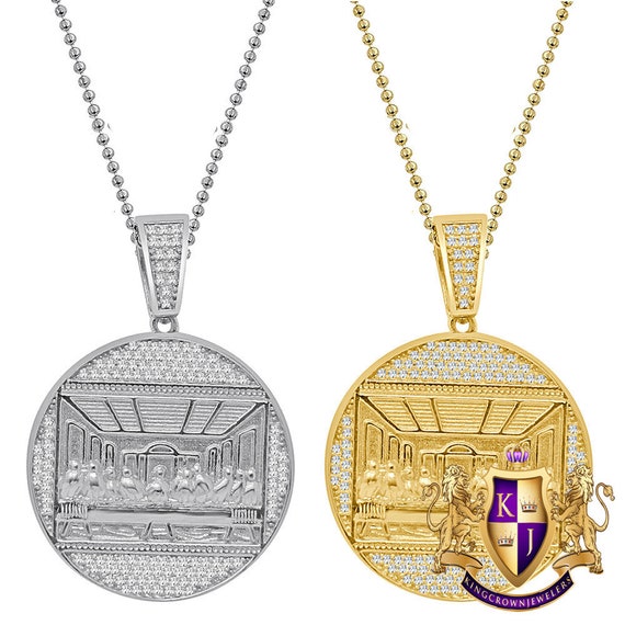 Real Genuine Sterling Silver 14K Gold on Last Supper Jesus Pendant
