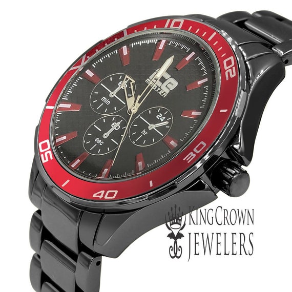 Mens 2 Tone Real Black 45mm Jojino Joe Rodeo Steel Back Metal Band