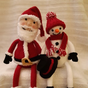 Crochet Patterns - Amigurumi - Shelf-Sitter Santa & Snowman