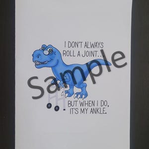 T-Rex drôle imprimable a roulé une carte commune