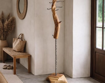 Handmade Reclaimed Oak Coat Rack: Rustic Entryway Furniture
