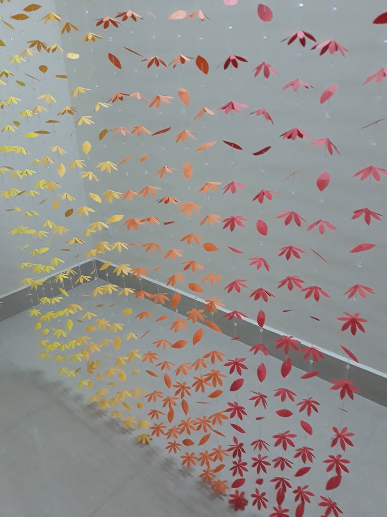 20 strands 300 paper flowers 200 the leaf party decor .... 500 clear beads 8MM: Paper Flower Curtain-weeding decor