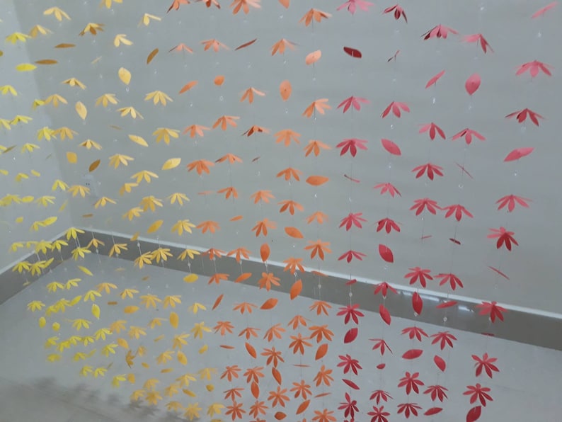 20 strands 300 paper flowers 200 the leaf party decor .... 500 clear beads 8MM: Paper Flower Curtain-weeding decor