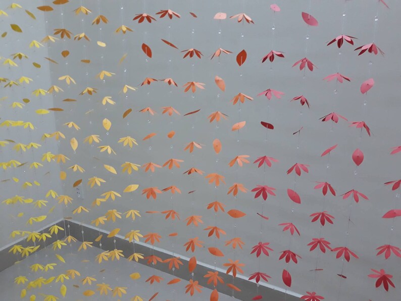 20 strands 300 paper flowers 200 the leaf party decor .... 500 clear beads 8MM: Paper Flower Curtain-weeding decor