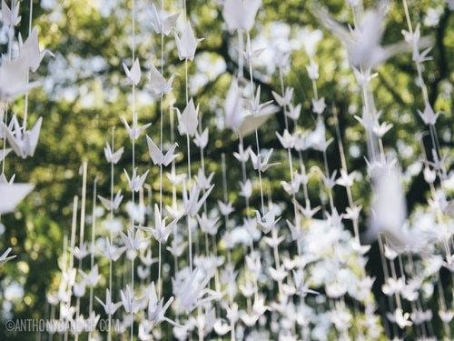 Size 6x6 Inches, 1080 Origami Paper Cranes-1140 Clear Beads 8MM 60 Strands  Set of 18 Cranes Wedding Decoration Party Decoration  