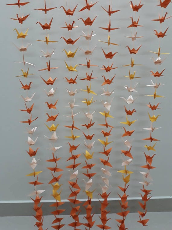 500 Origami Paper Cranes Mix Orange 25 Strands Set Of 20 Cranes Wedding Decoration Party Decoration