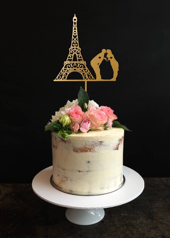Wedding Cake Topper Eiffel Tower Cake Topperparis Couple Etsy