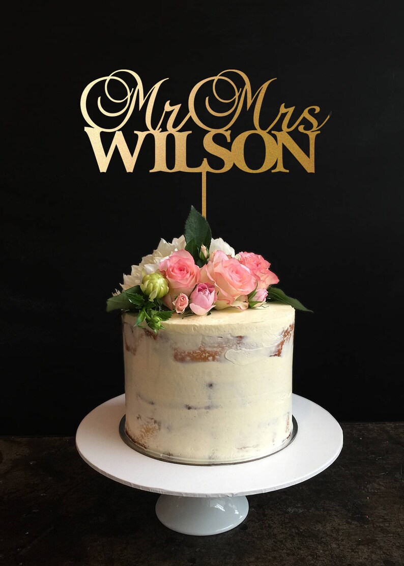 Custom Wedding Cake Topper Custom Last Name Mr And Mrs Cake Etsy