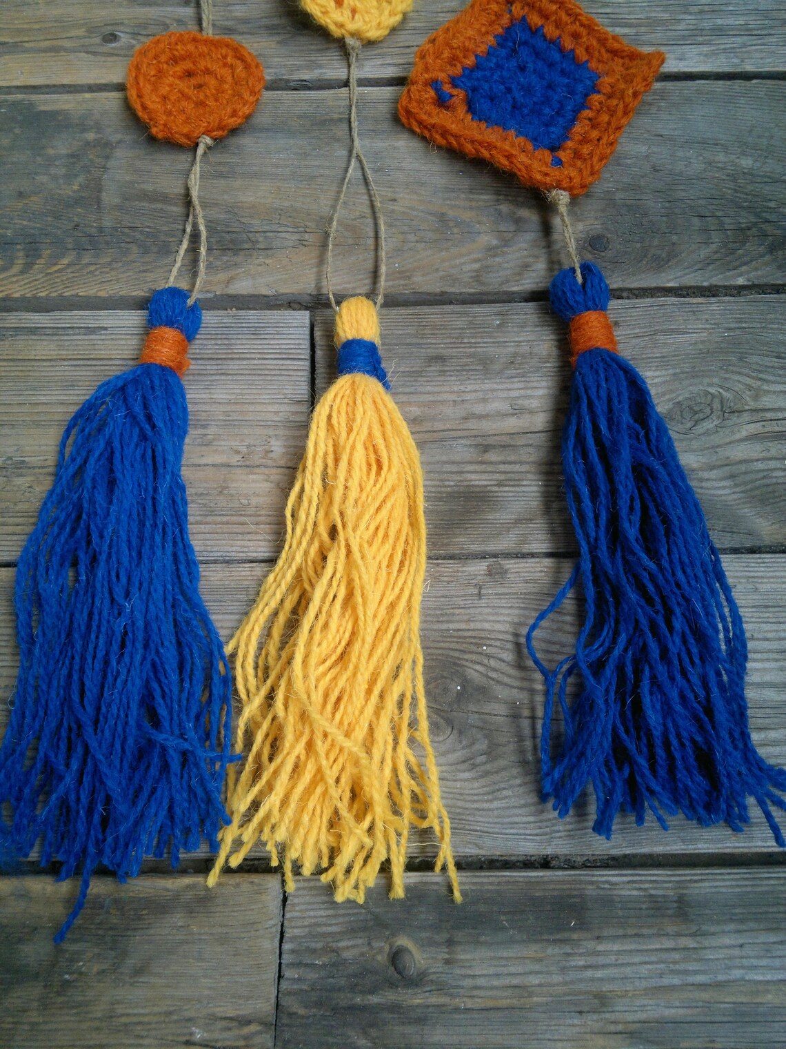 Orange Blue Tassel Garland Wall Decoration Home Decor Hanging Etsy