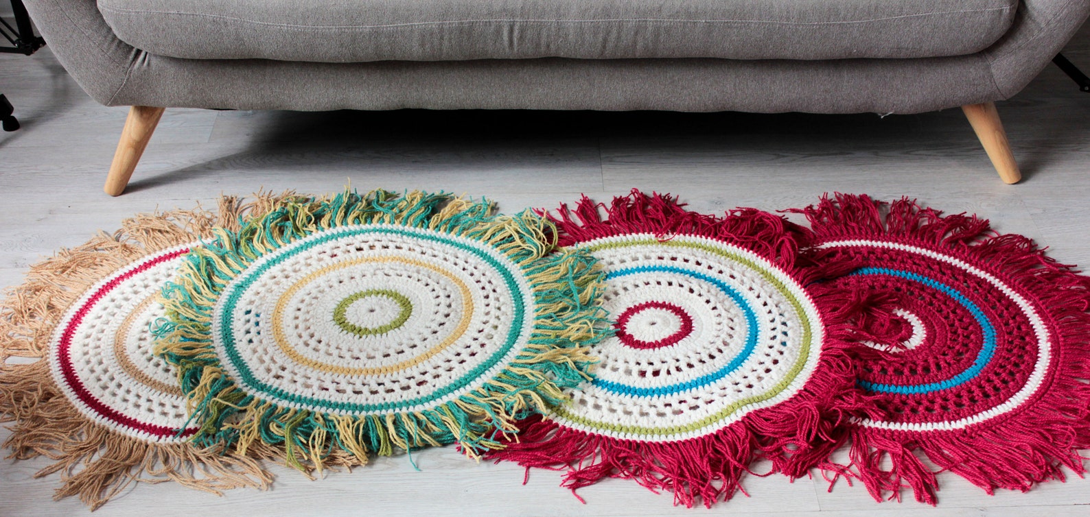 White Red Striped Rug Small Red Round Rug Red Circle Carpet Etsy