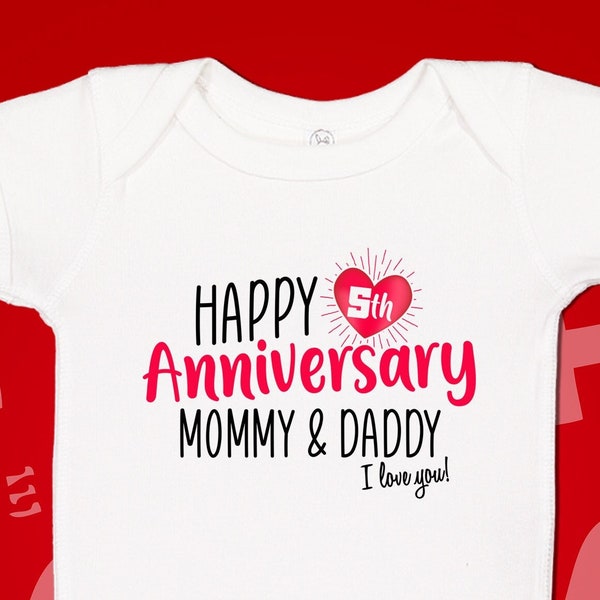 Happy 5th Anniversary Mommy and Daddy, Mom and Dad Anniversary Gift from Kid, Son, Daughter, Child, Children, Parents Fifth Year Anniversary