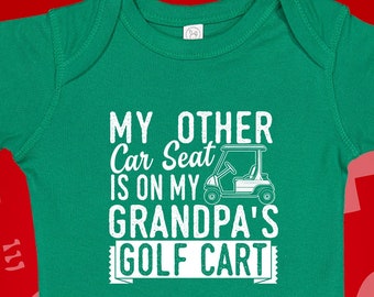Grandpa's Golf Cart Baby Onesie or Toddler T-Shirt Funny Gift for Golf Grandpa