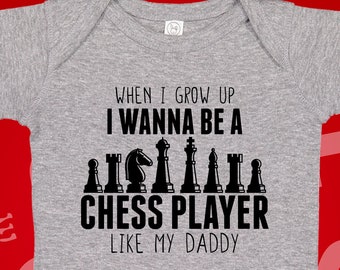 Chess Baby One Piece Infant Bodysuit | Play Chess Just Like My Daddy Toddler T-Shirt | Future Chess Player | Daddy's Buddy | Cute Clothing