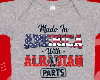 Albanian American Baby Bodysuit: Made In America With Albanian Parts