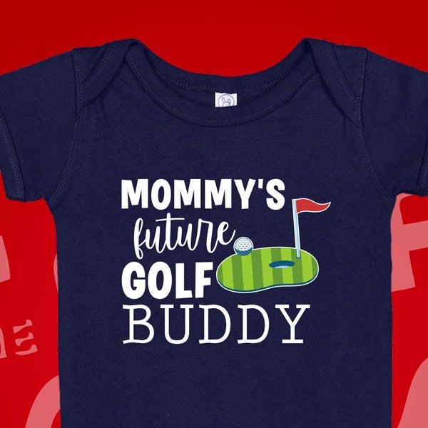 Mommy's Future Golf Buddy Baby Bodysuit One Piece or Toddler T-Shirt for Mom's Little Golfing Buddy Caddy Putter, Future Golfer Gift