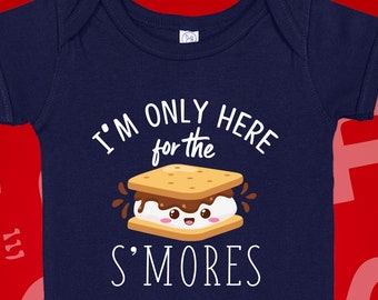 I'm Only Here For The S'mores Baby Bodysuit Infant One Piece T-Shirt | Camping Themed Baby Shower | I Love You Smore | Cute Mountain Baby