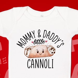 Mommy and Daddy's Little Cannoli Baby Bodysuit One Piece Toddler Shirt, Italian Baby Clothes, Clothing, Italian Baby Shower Gift, Present