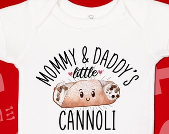 Mommy and Daddy's Little Cannoli Baby Bodysuit One Piece Toddler Shirt, Italian Baby Clothes, Clothing, Italian Baby Shower Gift, Present