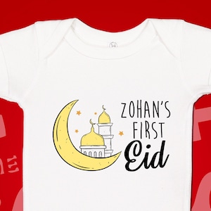 Custom My First Eid Baby Bodysuit One Piece Shirt, Personalized Eid Baby Gift, My 1st Eid, Islamic Baby Gift, Muslim Eid, Eid Mubarak