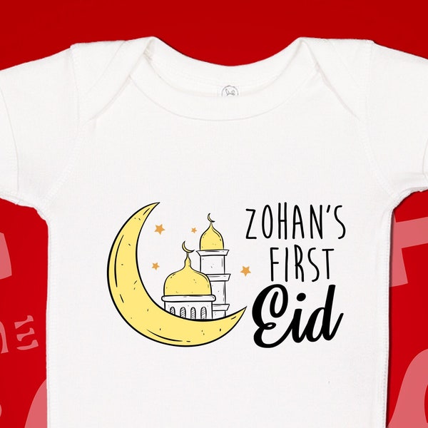 Custom My First Eid Baby Bodysuit One Piece Shirt, Personalized Eid Baby Gift, My 1st Eid, Islamic Baby Gift, Muslim Eid, Eid Mubarak