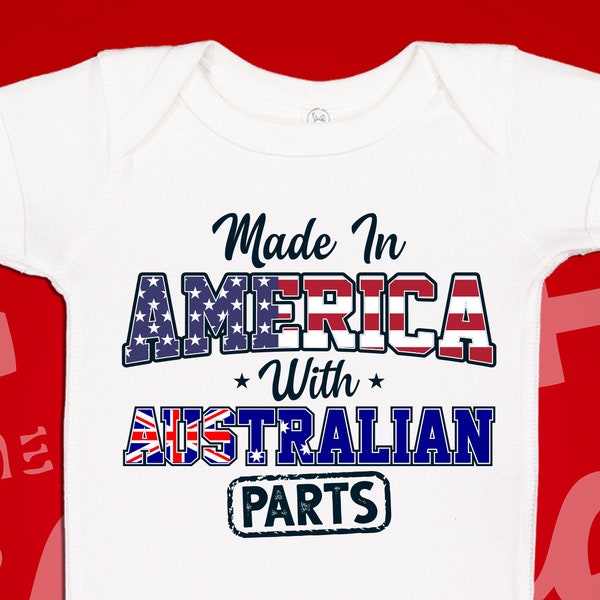 Australian American Baby Bodysuit One Piece Childrens T-Shirt | Made In America With Australian Parts | Half Aussie | Australia Baby Clothes