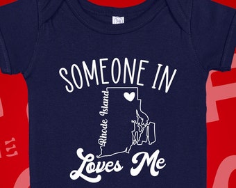Rhode Island Baby Bodysuit: Someone Loves Me RI, Long Distance Gift