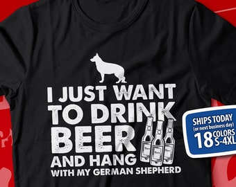 Funny German Shepherd Dad T-Shirt: Beer & Dog Lover Gift