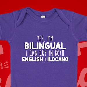 Bilingual Baby Bodysuit: Ilocano & English, Funny Infant Tee