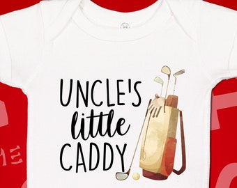 Uncle Golf Shirt, Uncle's Little Caddy Golf Baby One Piece Toddler T-Shirt, Golfing Clothes, Golf Theme Gift, Golfer Uncle From Niece Nephew