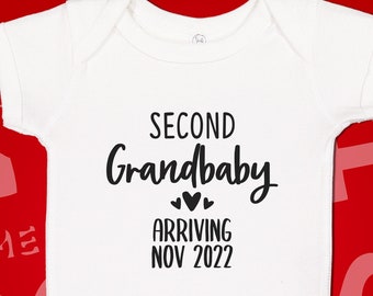 Second Grandchild Announcement, 2nd Grandchild Reveal, 2nd Grandbaby, Personalized Grandma and Grandpa Pregnancy Announcement with Due Date