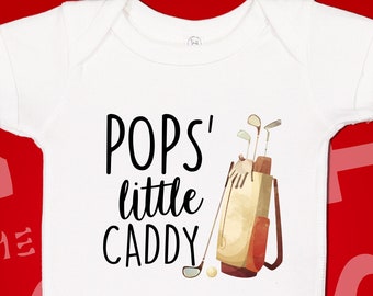 Pops' Little Caddy Golf Baby One-Piece: Golfer Grandpa Gift