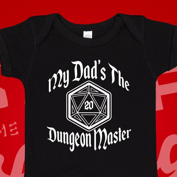 My Dad's The DM Baby Bodysuit | Future Dungeon Master One Piece | D20 Tabletop Gamer | Role Playing Game RPG Nerd Baby Clothes | Geek Baby