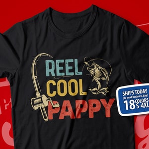 Reel Cool Pappy Shirt for Men, Pappy Fishing T-Shirt, Pappy Fisherman, Gift from Grandkids, Pappy's Fishing Buddy, Pappy Present Idea