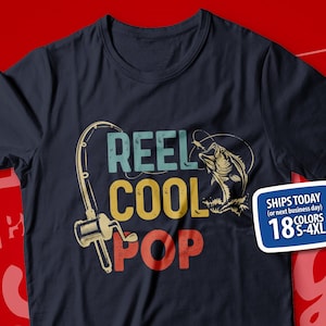 Reel Cool Pop Shirt for Men, Pop's Fishing Buddy T-Shirt, Pop Fisherman, Gift from Grandkids, Gifts for Pop from Grandson or Granddaughter