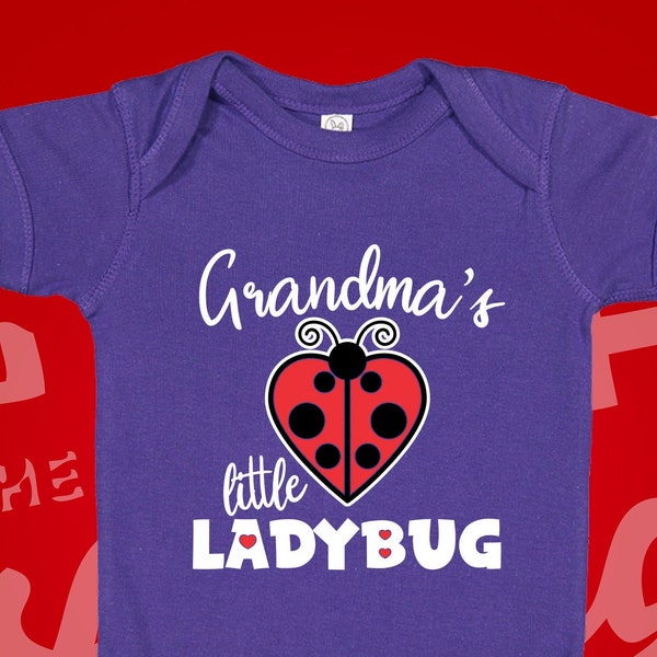 Grandma's Little Ladybug Baby One Piece Bodysuit Toddler T-Shirt | Lady Bug | Grandma Granddaughter Baby Clothing | Little Love Bug Gift