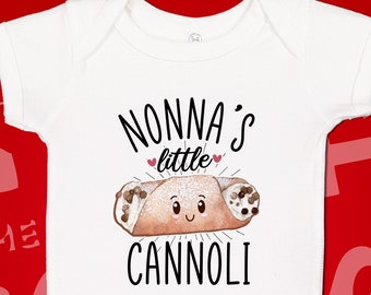 Nonna's Little Cannoli Baby Bodysuit One Piece Toddler Shirt, Cute Italian Grandparents Gift, Present, Grandma, Clothing, Italian Pride Tee