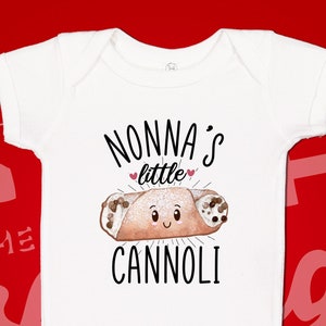 Nonna&#39;s Little Cannoli Baby Bodysuit One Piece Toddler Shirt, Cute Italian Grandparents Gift, Present, Grandma, Clothing, Italian Pride Tee