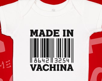Made In Vachina Funny Infant Baby Bodysuit One Piece Creeper | Funny Baby Shower Gift | Gag Gift | Humorous | Humor | Joke | Present