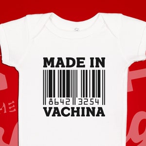 Made In Vachina Funny Infant Baby Bodysuit One Piece Creeper | Funny Baby Shower Gift | Gag Gift | Humorous | Humor | Joke | Present