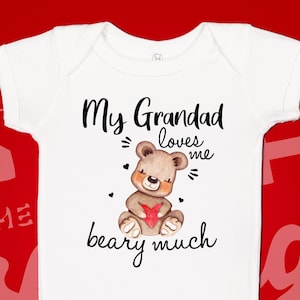 Grandad Loves Me Beary Much Baby Bodysuit - Grandbaby Gift
