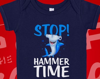 Hammer Time Shark Baby Bodysuit or Toddler Shirt