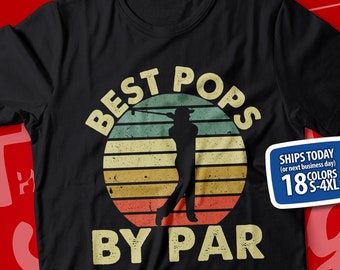 Best Pops By Par Shirt, Golf Pops T-Shirt, Golfer Pops Gift From Grandkids for Fathers Day, Birthday, Golfing Pops Grandpa Tee, Golf Themed