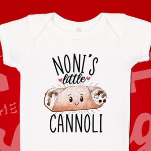 Noni&#39;s Little Cannoli Baby Bodysuit One Piece Toddler Shirt, Cute Italian Grandparents Gift, Present, Grandma, Sicilian Grandmother Baby Tee