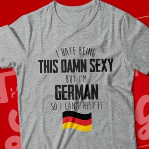 Funny German T-Shirt I'm German I Can't Help It German Gift for Wife, Husband, Girlfriend, Boyfriend Cute Germany Flag Heritage Tee Athletic Heather